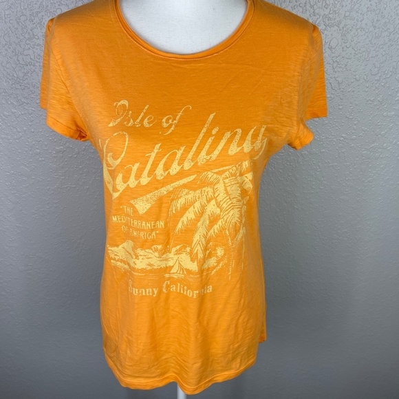 Women's Merona Orange Graphic short sleeve shirt size Large - Picture 7 of 9